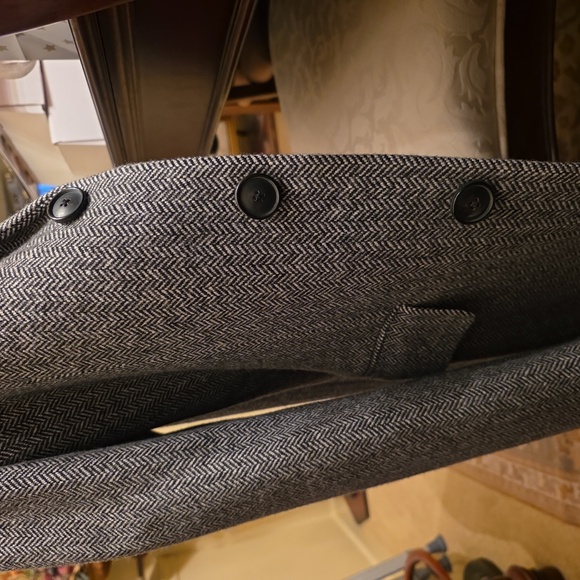 Grey Herringbone Men’s Wool CoatItalian Fabric by Mario Bellucci